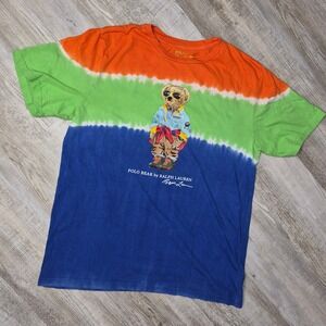 Polo Ralph Lauren Polo Voyager Bear Tie Dye T-shirt Orange Green Blue Youth XL